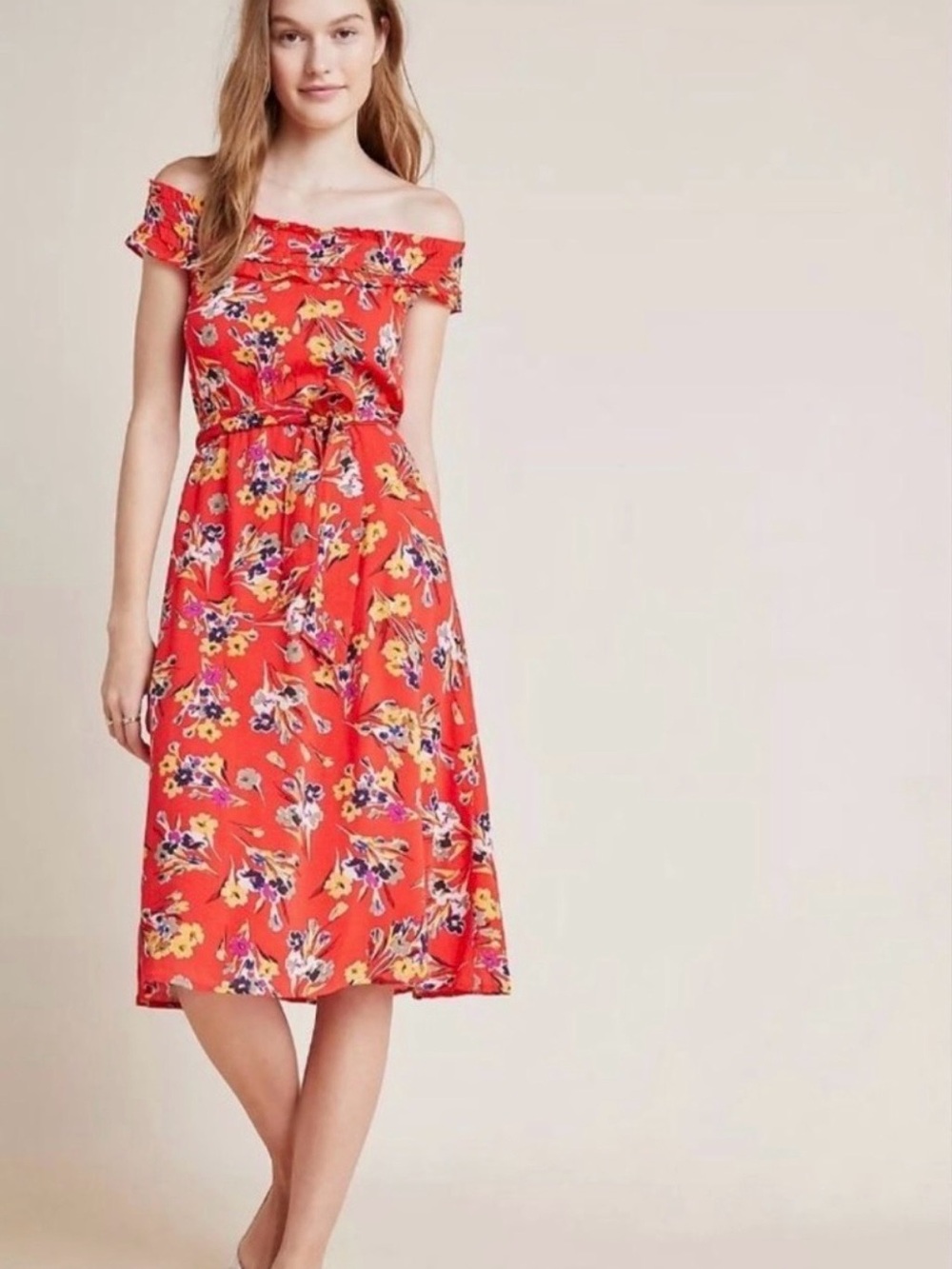 Anthropologie 47 of 52 Conversations Red Floral Textured Sundress size 10. Love!